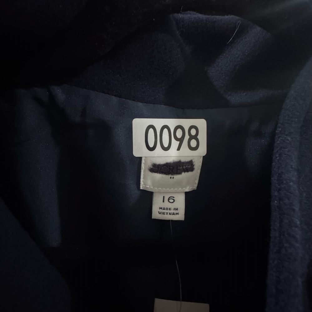J. Crew Women's Long Sleeve City Coat with Button Neck Navy Blue Size 16 NWT - Picture 12 of 12